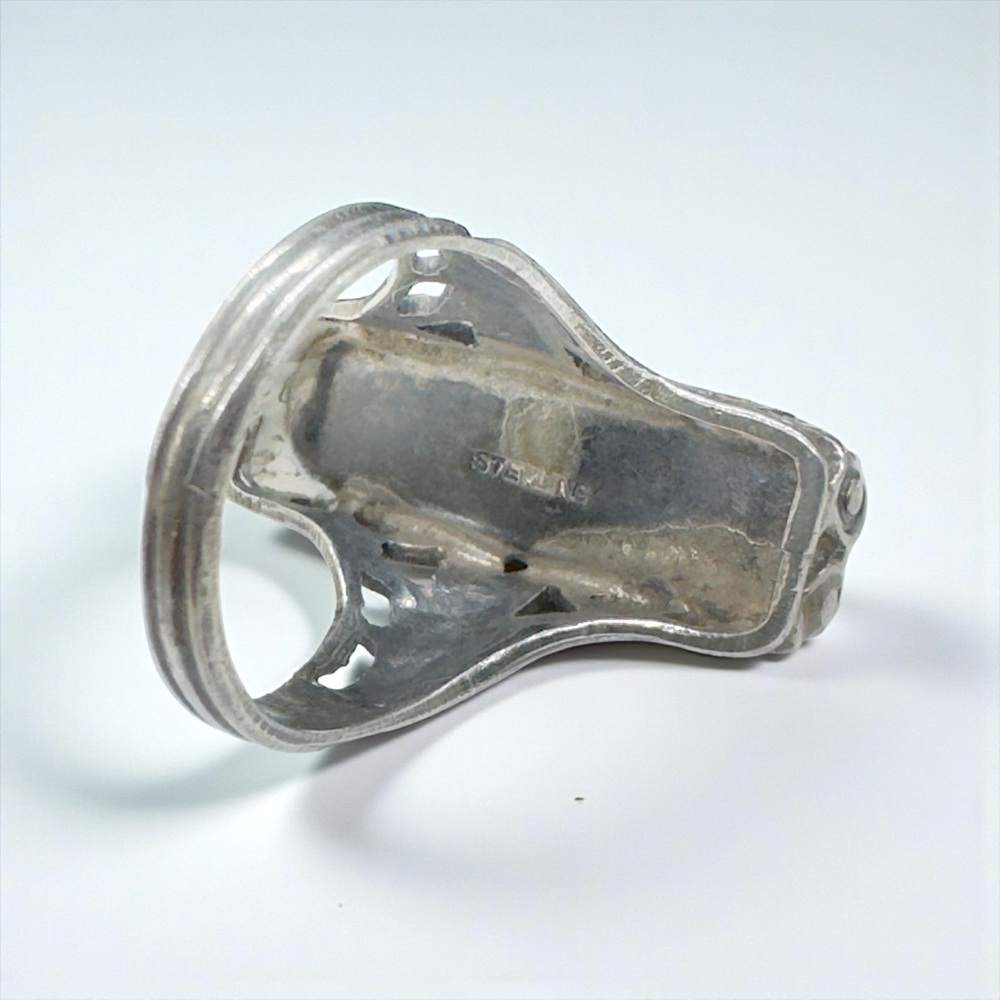Vintage Art Deco Sterling Rectangular Abalone Blister Pearl Ring - Picture 11 of 14